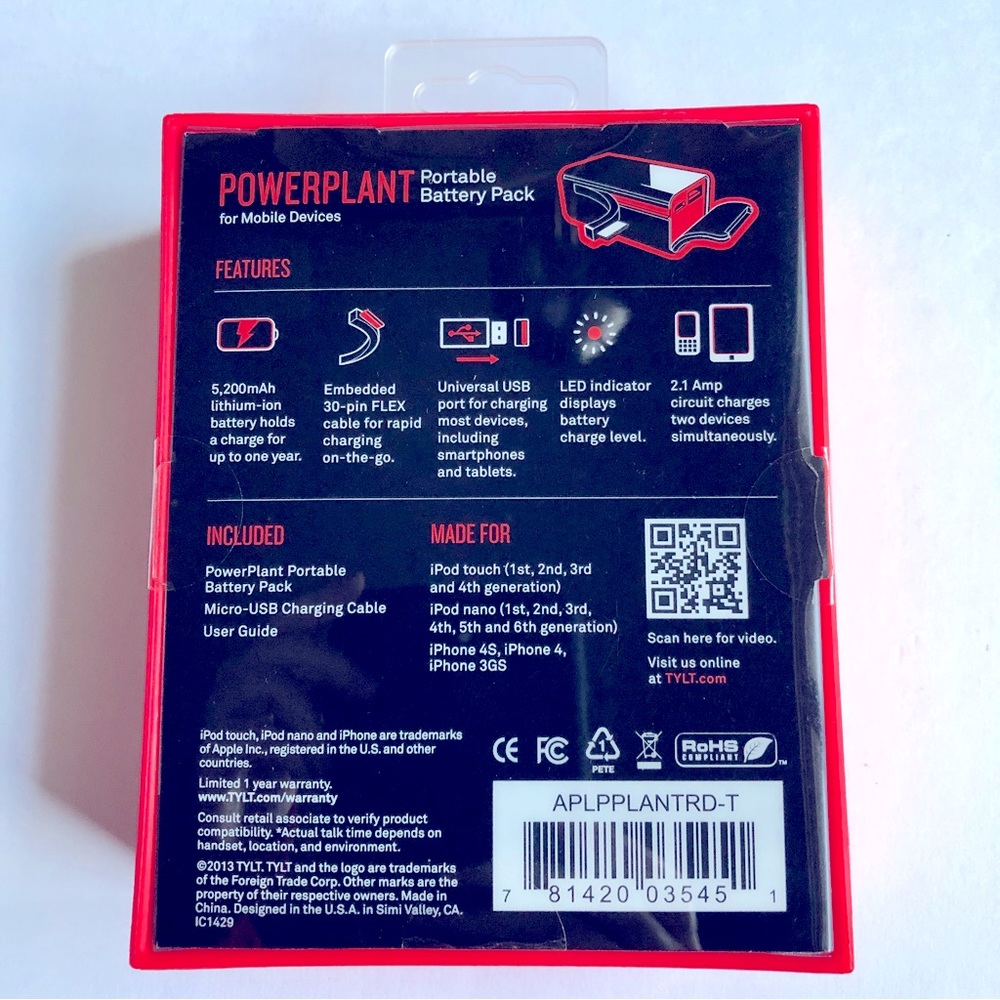 NEW USB Portable Charger Battery Pack POWERPLANT 5,200mAh w/30Pin Flex Arm Black - Picture 2 of 14
